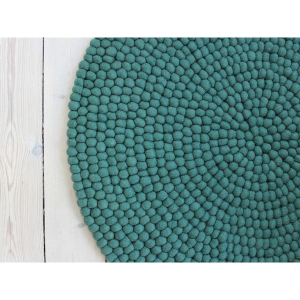 Zaļš vilnas bumbiņu paklājs Wooldot Ball Rugs, ⌀ 140 cm