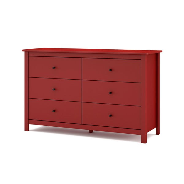 Sarkana zema kumode no priedes 130x80 cm Misti – Marckeric-image-3