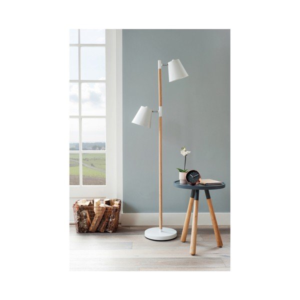 Balta brīvi stāvoša lampa ar koka detaļām Leitmotiv Rubi-image-2