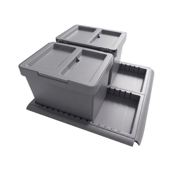 Pelēka atkritumu šķirošanas/iebūvēta plastmasas atkritumu tvertne 2x12 l Metropolis Flip-up – Elletipi