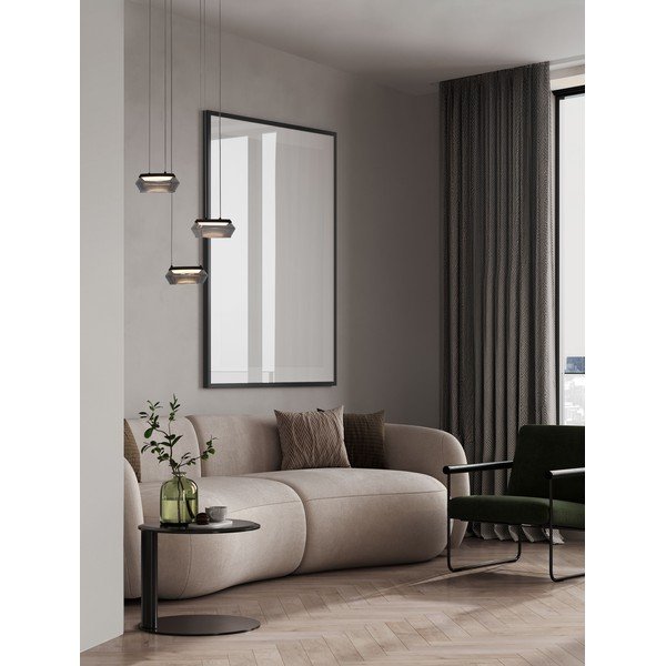 Matēti melna stikla LED piekaramā lampa ar regulējamu spilgtumu ø 35 cm Jailyn – Nova Luce-image-1