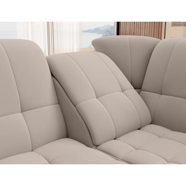 Bēšs samta salokāms/ar uzglabāšanas vietu stūra dīvāns (ar labo stūri/L veida) Sado – ELTAP-image-1