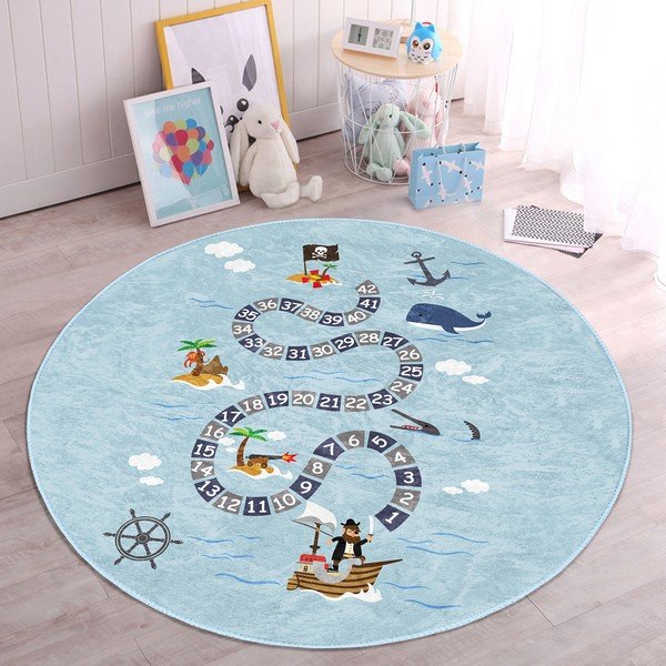 Gaiši zils bērnu paklājs ø 100 cm Comfort – Mila Home-image-2