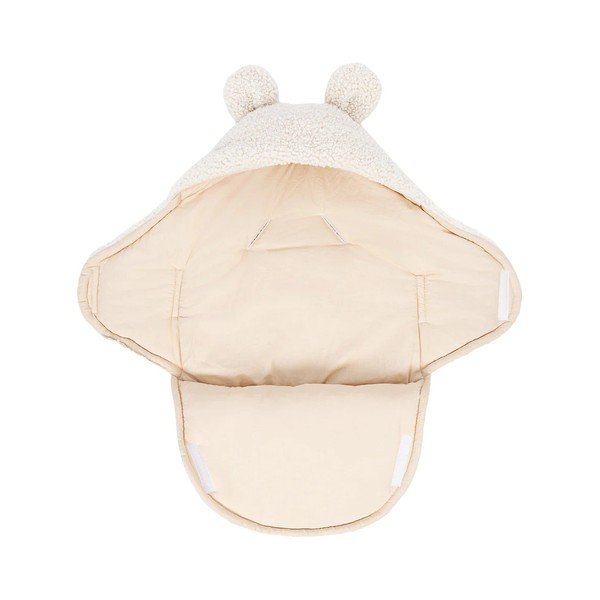 Krēmkrāsas bērnu ietinamā sedziņa no Sherpa flīsa 45x80 cm – Meowbaby-image-1