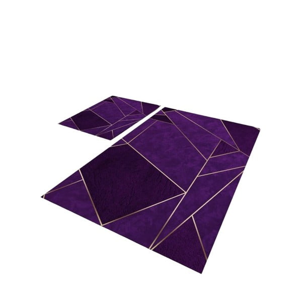 Tumši violeti vannas istabas paklājiņi (2 gab.) 60x100 cm – Mila Home