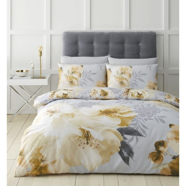 Dzeltena gultasveļa Catherine Lansfield Dramatic Floral, 135 x 200 cm