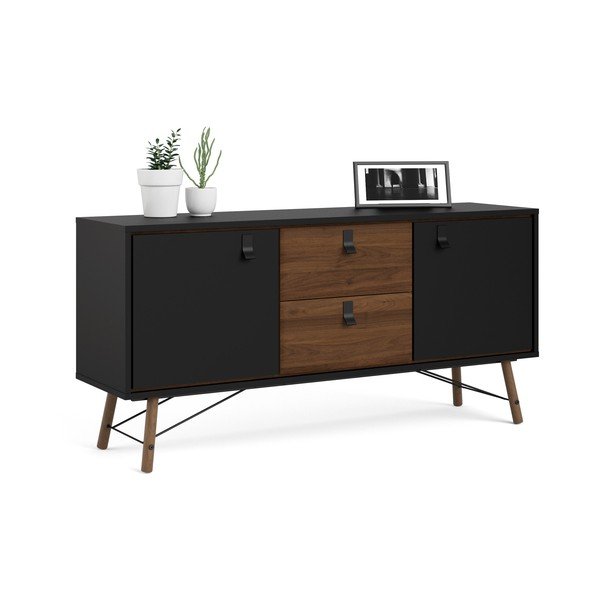 Melna kumode ar riekstkoka imitāciju 150x72x40 cm Ry – Tvilum-image-4