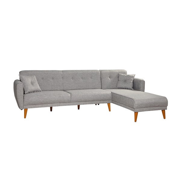 Gaiši pelēks izvelkamais stūra dīvāns Aria – Balcab Home-image-2