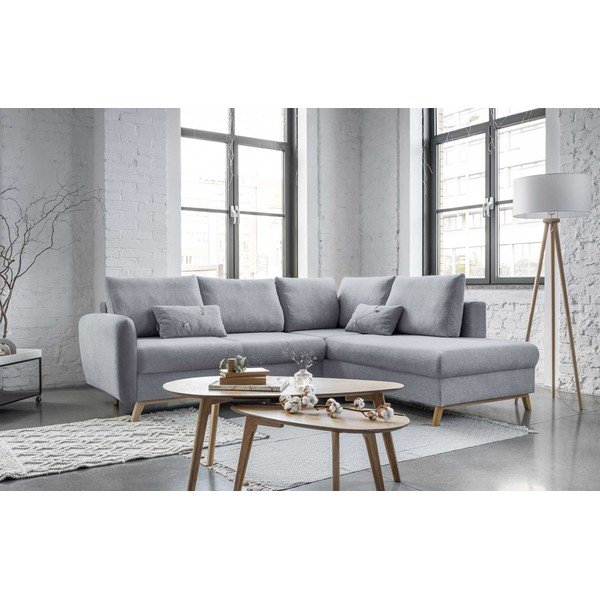 Gaiši pelēks izlaižams stūra dīvāns Miuform Scandic Lagom L, labais stūris-image-3