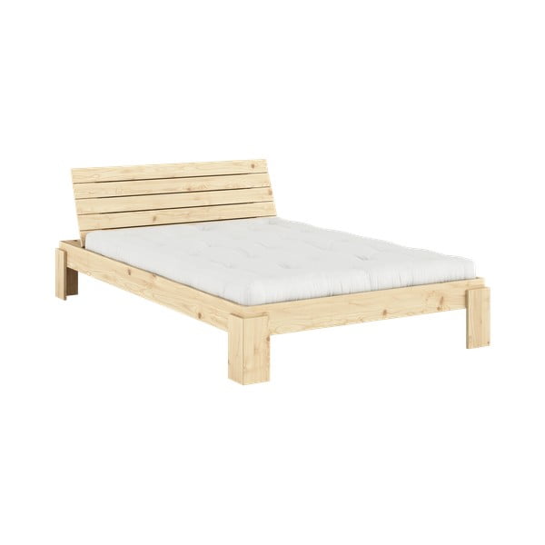 Dabīga toņa priedes masīvkoka divvietīga gulta ar redelēm 140x200 cm Layers – Karup Design-image-3