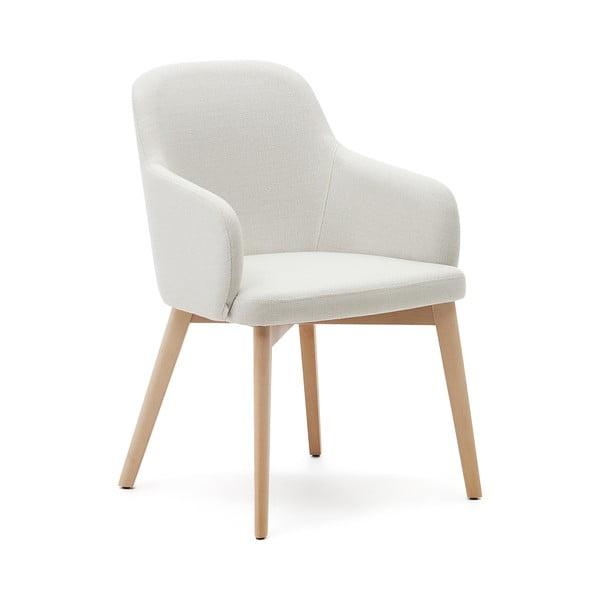 Krēmkrāsas polsterēts ēdamistabas krēsls ar roku balstiem Nelida – Kave Home