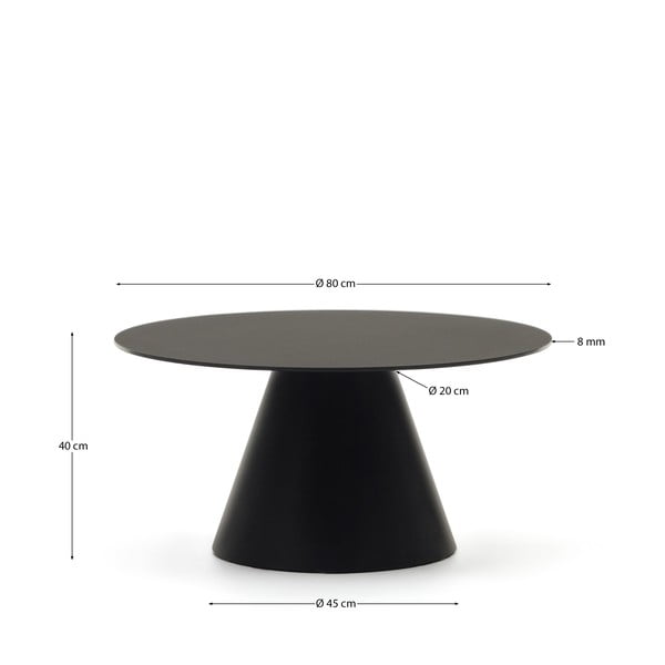 Melns apaļš žurnālgaldiņš ar stikla galda virsmu ø 80 cm Wilshire – Kave Home-image-4