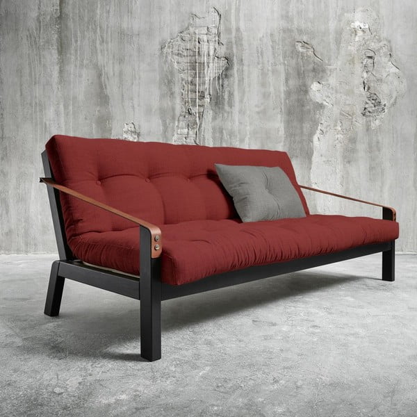 Dīvāns gulta Karup Poetry Black/Passion Red/Granite Grey
