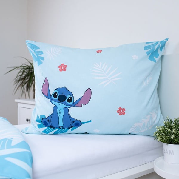 Zila vienguļamā kokvilnas bērnu gultas veļa 140x200 cm Lilo and Stitch "Blue"  – Jerry Fabrics-image-3