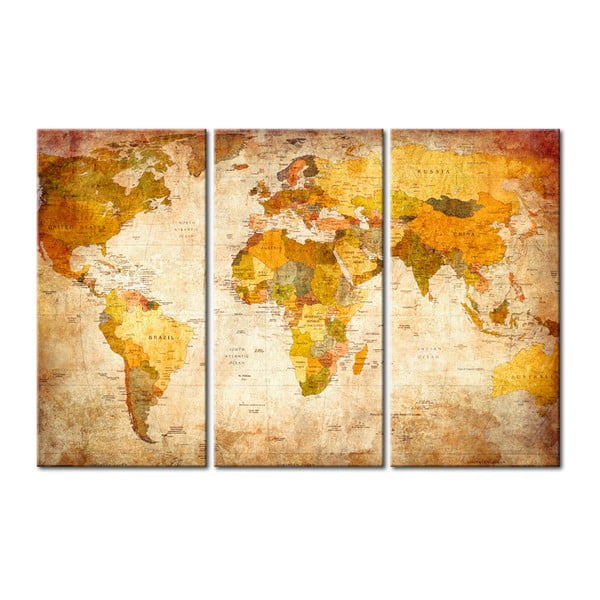Daudzdaļīga pasaules kartes tāfele Bimago Antique Travel, 90 x 60 cm