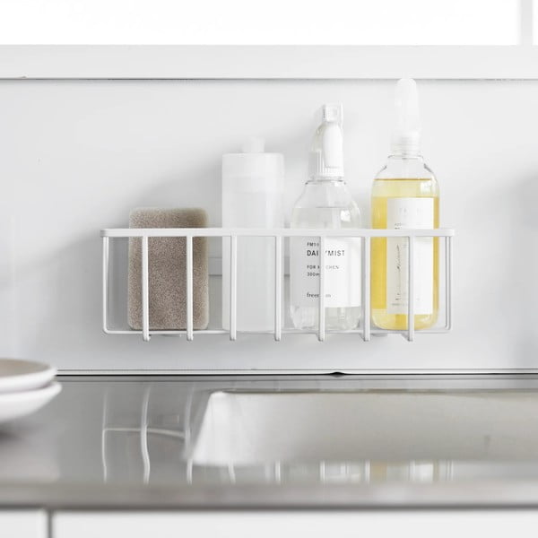 Balts metāla mazgāšanas līdzekļu turētājs ar uzstādīšanu bez urbšanas Film Hook – YAMAZAKI-image-3