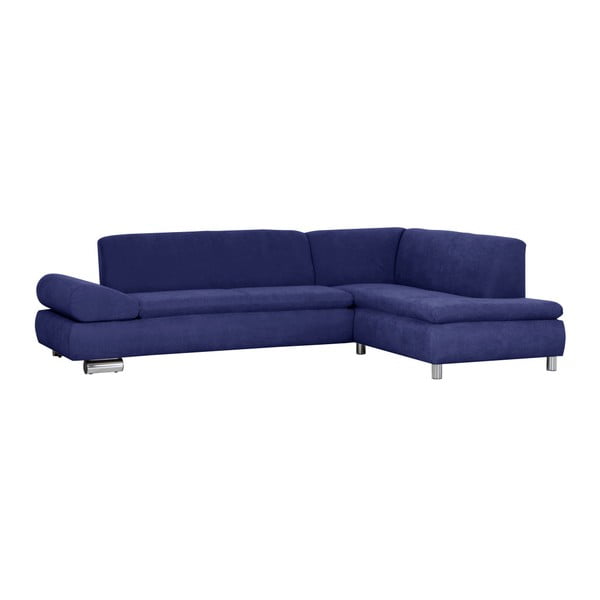 Tumši zils stūra dīvāns ar regulējamu roku balstu Max Winzer Palm Bay, labais stūris