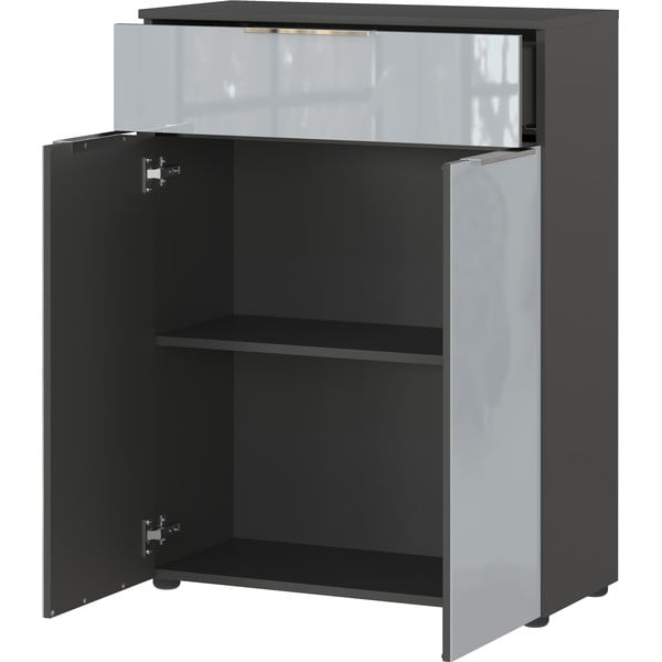 Pelēks augsts/piekarams vannas istabas skapis 71x95 cm Vasio – Germania-image-3