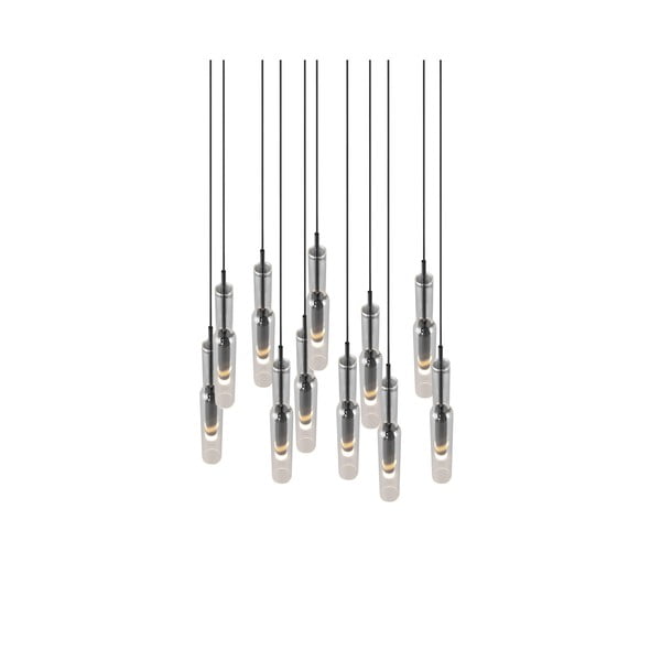 Melna/sudraba krāsas LED piekaramā lampa ar stikla abažūru ø 50 cm Lucent – Trio Select-image-1