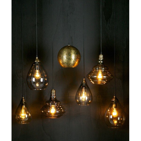 Zelta krāsas piekaramā lampa ar stikla abažūru Pure – WOOOD-image-1