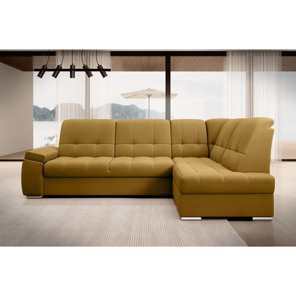 Dzeltens samta salokāms/ar uzglabāšanas vietu stūra dīvāns (ar labo stūri/L veida) Sado – ELTAP-image-3