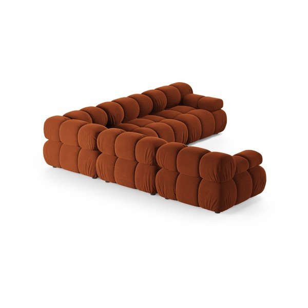 Terakotas oranžs samta modulārais stūra dīvāns – Micadoni -image-3