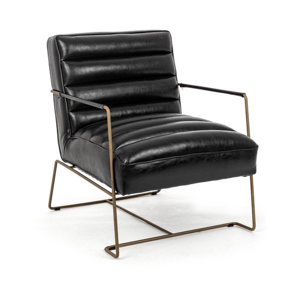 Melns atpūtas krēsls no ādas imitācijas Brianna – Bizzotto