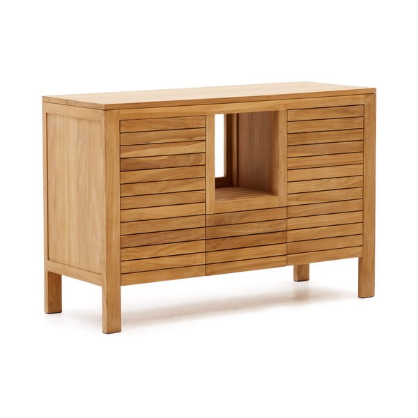 Dabīga toņa tīkkoka masīvkoka zems skapītis zem izlietnes 120x80 cm Neria – Kave Home-image-2