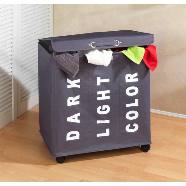 Pelēks trīskāršs veļas grozs Wenko Trivo, 117,6 l-image-1