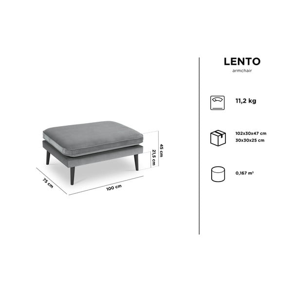 Gaiši rozā samta kāju soliņš ar melnām kājām Kooko Home Lento-image-4