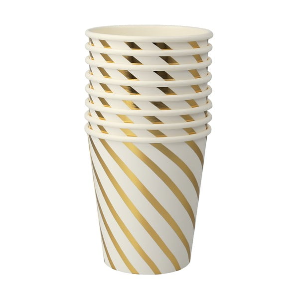 Papīra vienreizlietojamās glāzītes (8 gab.) Gold Swirl – Meri Meri-image-2