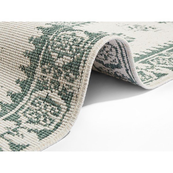 Zaļš un krēmkrāsas āra paklājs NORTHRUGS Duque, 80 x 350 cm-image-1