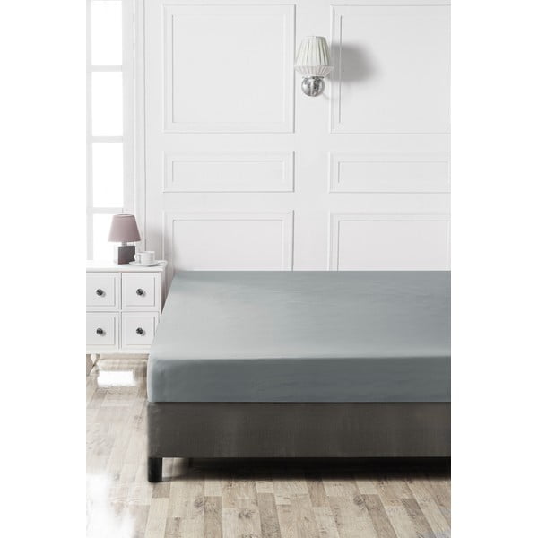 Tumši pelēks kokvilnas palags ar gumiju 160x200 cm – Mijolnir-image-2