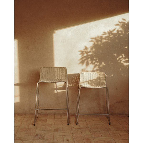 Bēšs metāla dārza bāra krēsls Tavari – Kave Home-image-1