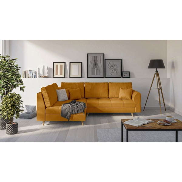 Sinepju dzeltens stūra dīvāns (kreisais stūris) Ariella – Ropez-image-3