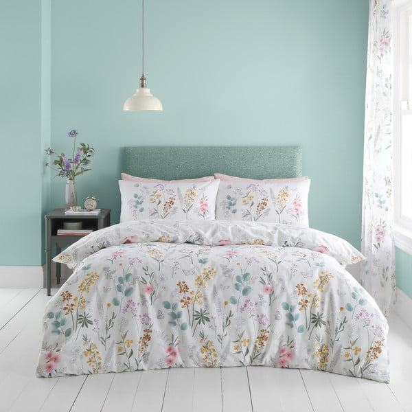 Balta divguļamā gultas veļa 200x200 cm Emilia Floral – Catherine Lansfield