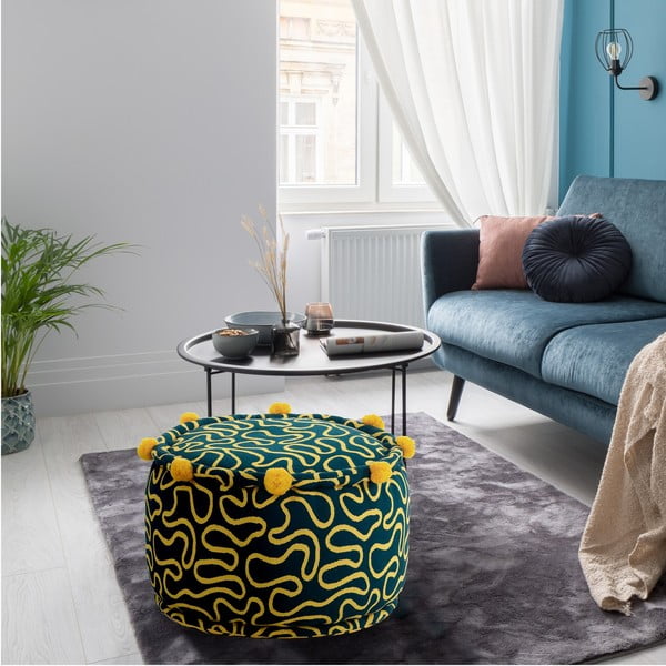 Dzeltens/tumši zaļš pufs Tangle – Tomasucci-image-2