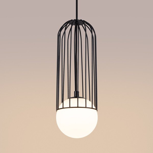 Balta/melna piekaramā lampa ar stikla abažūru Belinda – Sollux-image-2