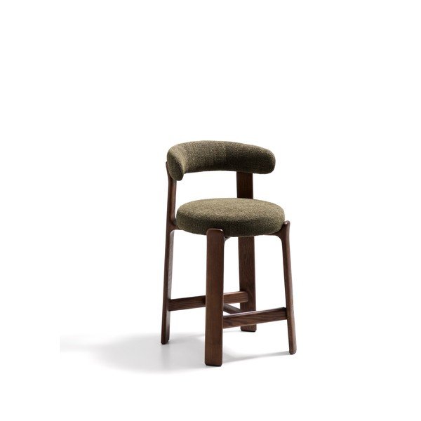 Zaļš/tumša dabīga toņa oša masīvkoka bāra krēsls (sēdekļa augstums 65 cm) Granite – Kave Home