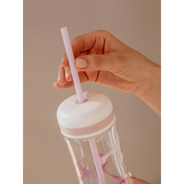 Purpursarkana ūdens pudele ar vāku un salmiņu Equa Flow Wave 2in1, 800 ml-image-2