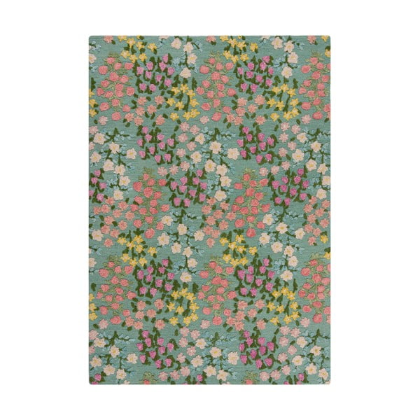 Piparmētru zaļš ar rokām darināts vilnas paklājs 160x230 cm Emilia Floral – Flair Rugs