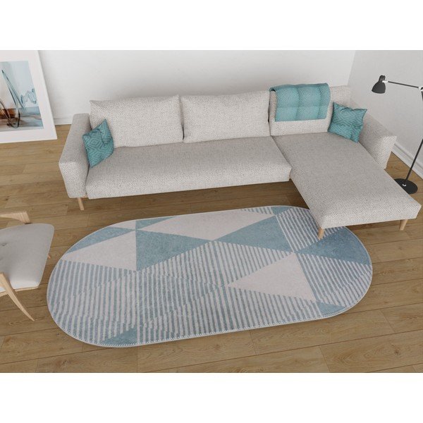 Zils mazgājams paklājs 60x100 cm Oval – Vitaus-image-1