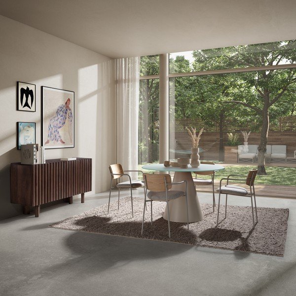 Apaļš ēdamgalds ar stikla galda virsmu ø 120 cm Vida – MOME-image-1