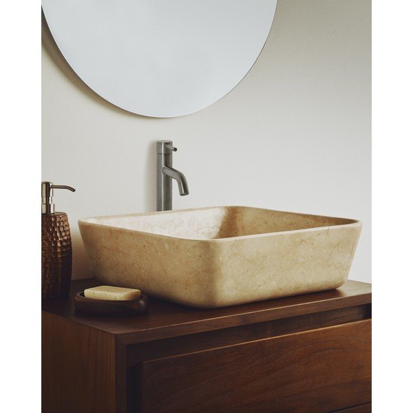 Bēša akmens izlietne 40x40 cm Darnen – Kave Home-image-1