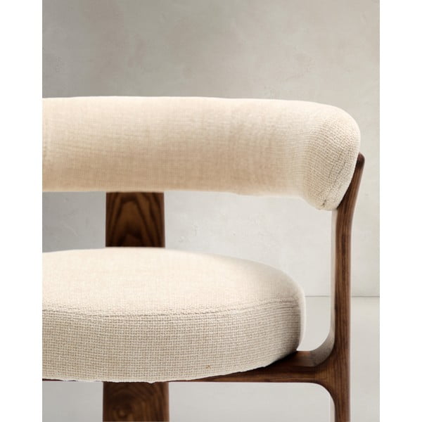 Brūns/bēšs oša masīvkoka ēdamistabas krēsls ar roku balstiem Granite – Kave Home-image-3