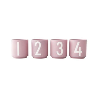 4 rozā porcelāna imitācijas krūžu komplekts Design Letters, 0,5 l