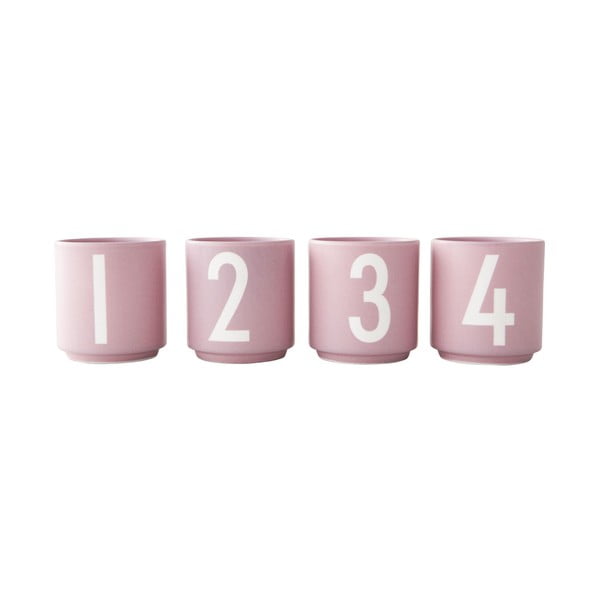 4 rozā porcelāna imitācijas krūžu komplekts Design Letters, 0,5 l