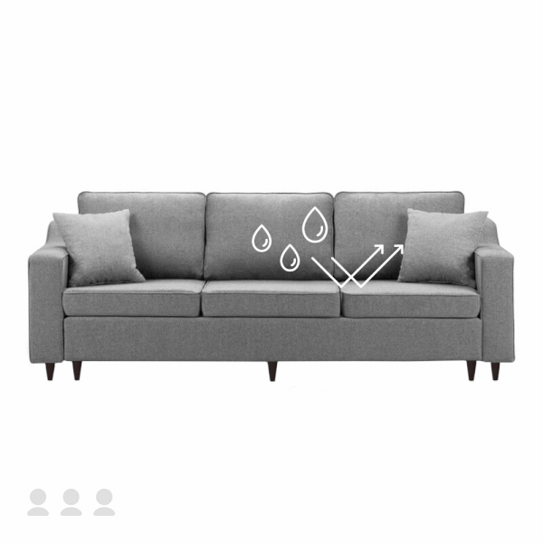 Trīsvietīga dīvāna ar auduma polsterējumu impregnēšana, impregnēšana pēc tīrīšanas
