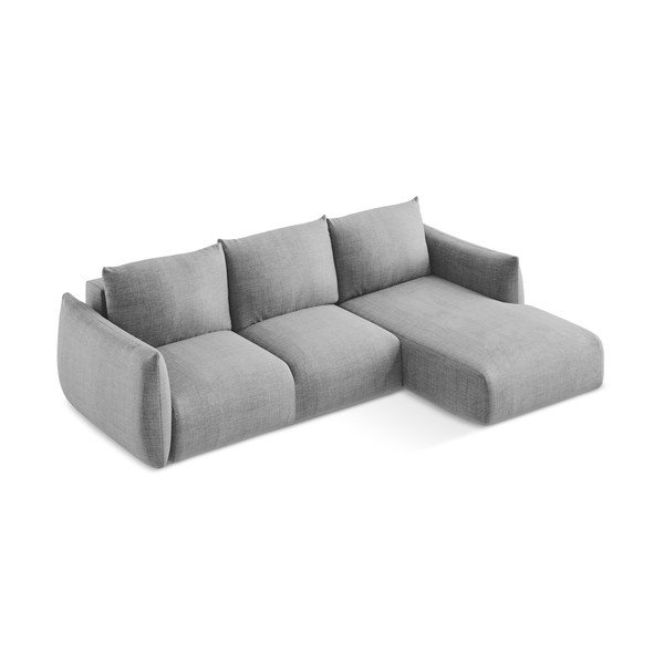 Gaiši pelēks salokāms stūra dīvāns (ar labo stūri/ar zvilni) Leila – Makamii-image-3