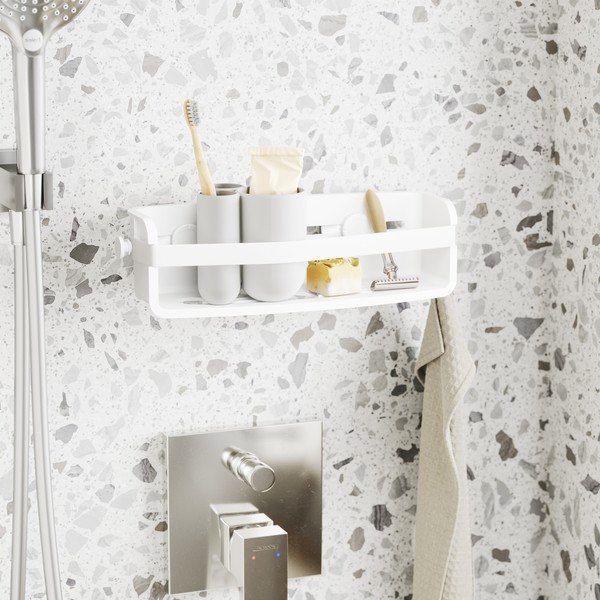 Balts pašturošs plastmasas vannas istabas plaukts Flex – Umbra-image-1